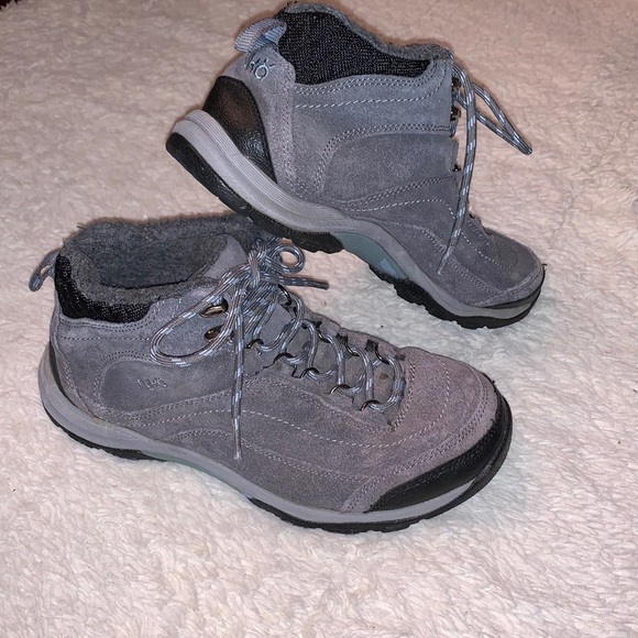 Ryka Shoes Ryka Terrain Hiking Boots Grey Suede Leather Sherpa